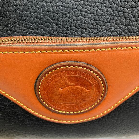 VTG Dooney & Bourke Purse Tote Black Tan Small All Weather Leather Shoulder Bag - Picture 9 of 15